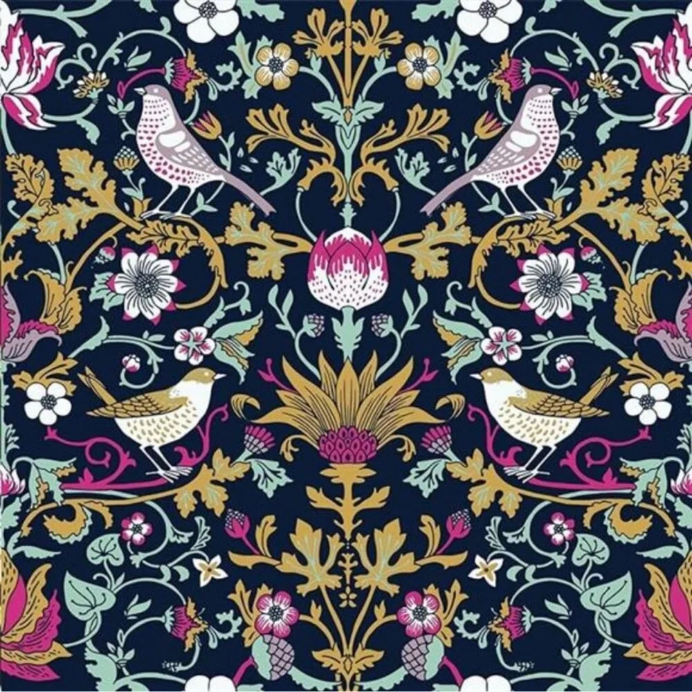 Vintage William Morris Victorian Peel and Stick Botanical Wallpaper Birds